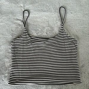 BP black and white striped crop tank top